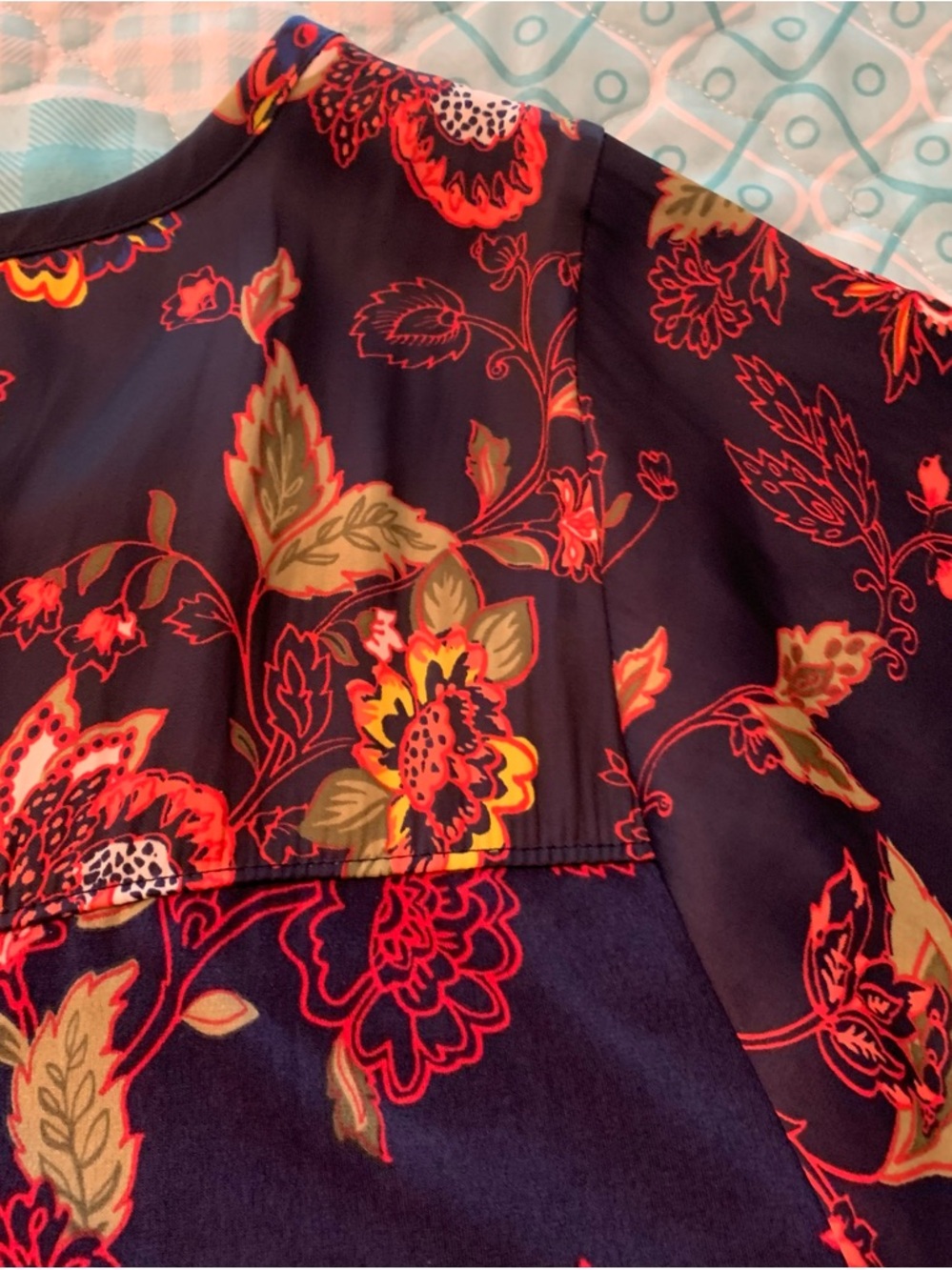 Lane Bryant Navy Floral Blouse with Red and Yellow Print size 22/24